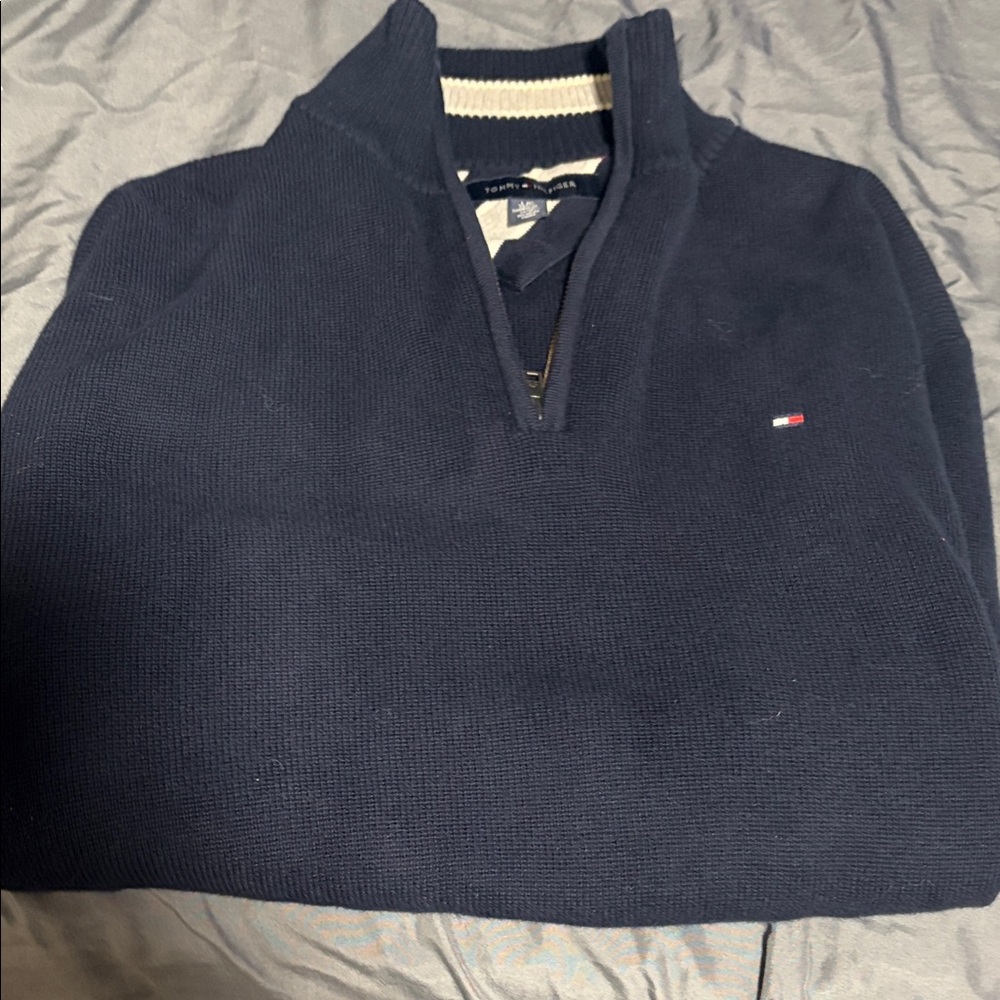 Tommy Hilfiger Men's Dark Blue Zip-Up Sweater